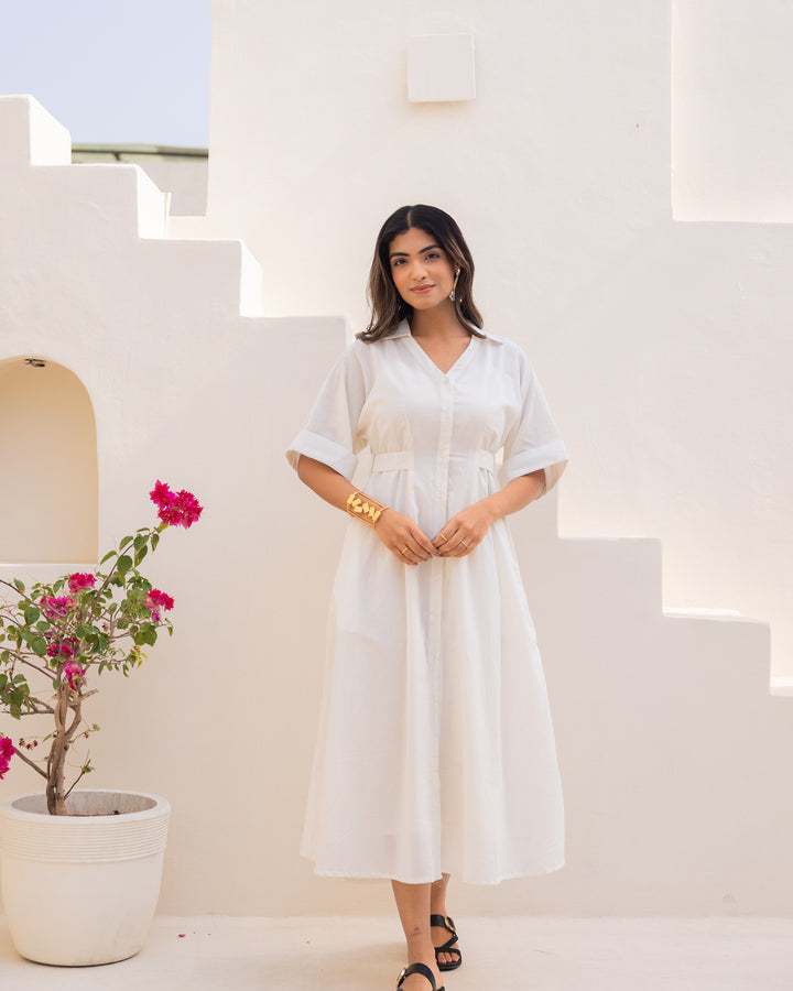 Off-white Maxi Shirt Dress