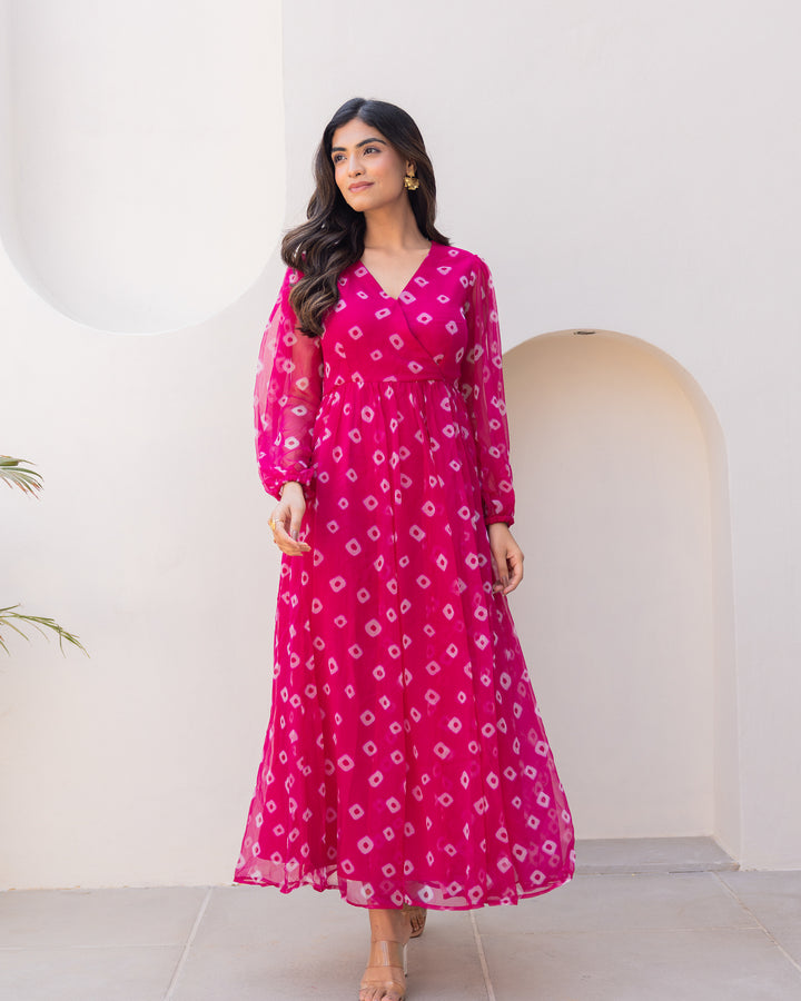 Pink Bandhani Dress