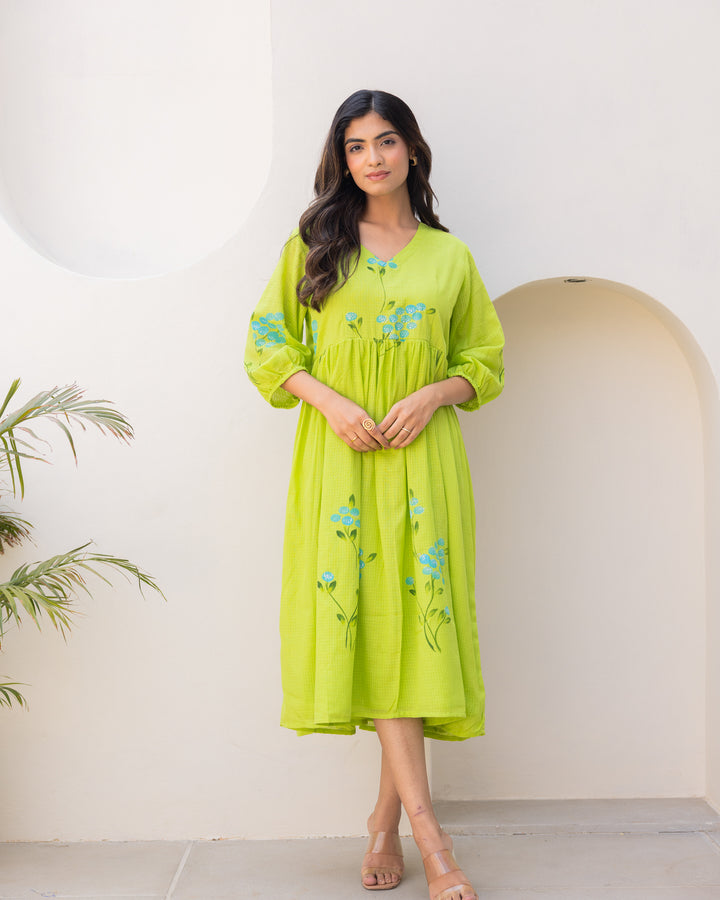 Green Kota Floral Dress