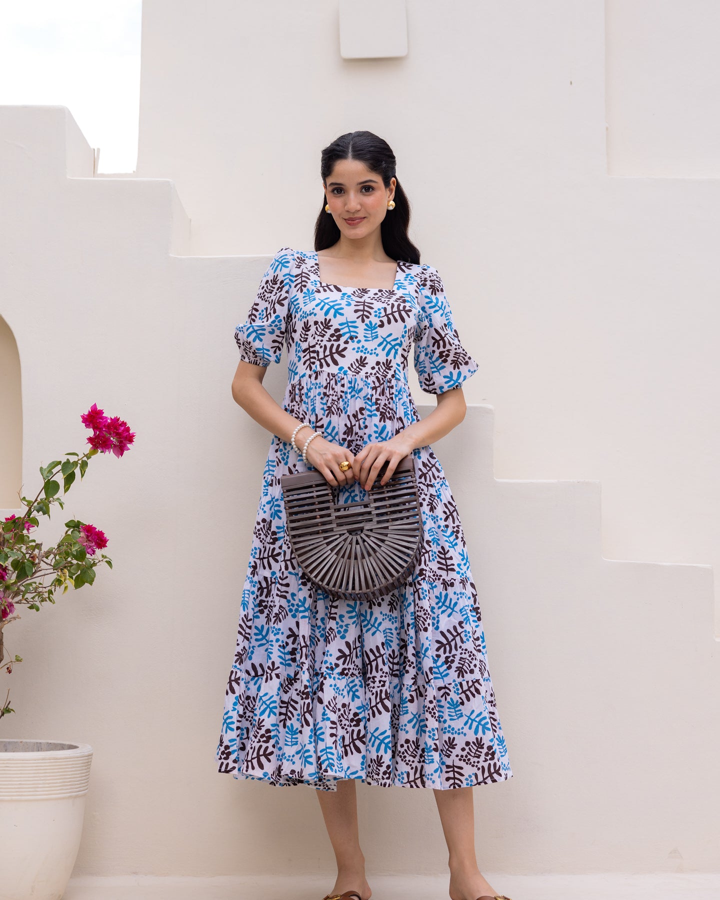 Buy White Floral Tiered Maxi Dress for Women Online in India