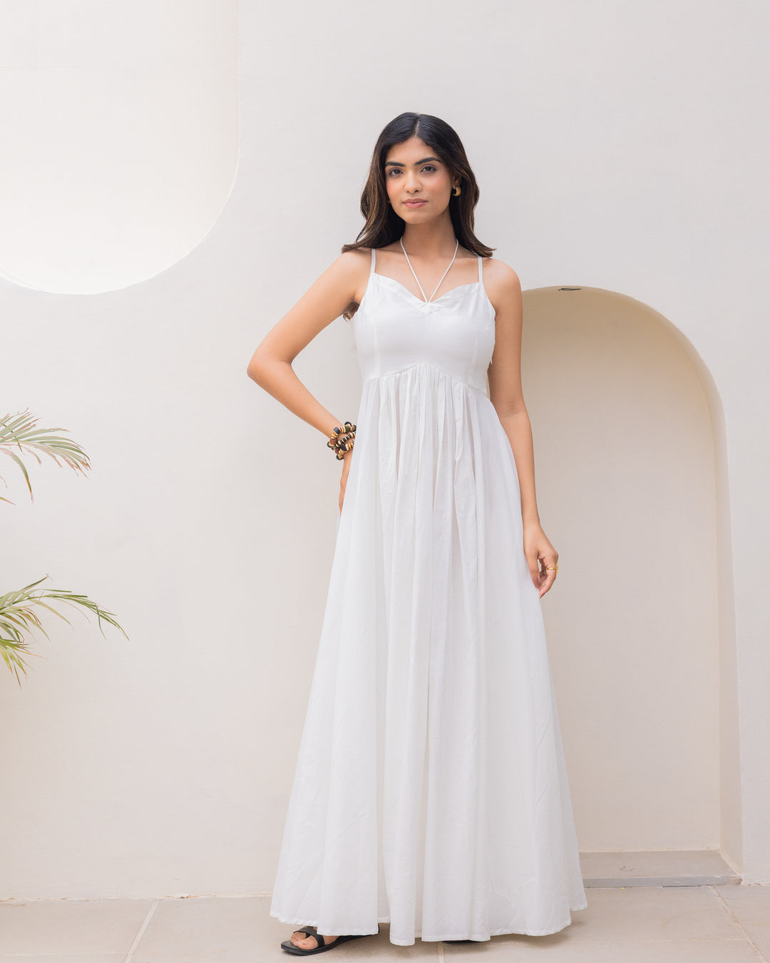 Off-white Strappy Maxi Dress