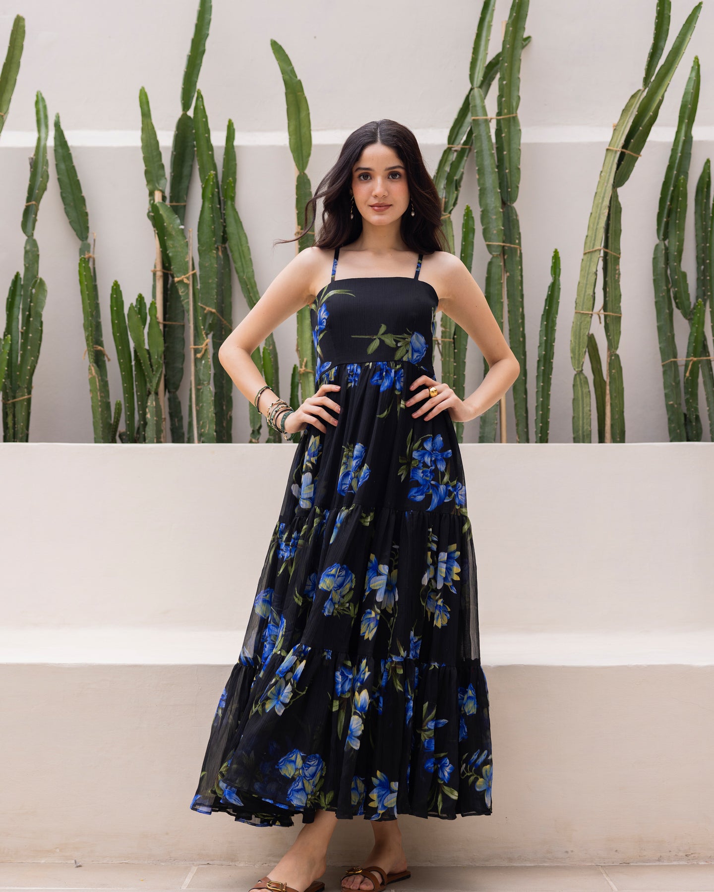 Buy Black Strappy Chiffon DressOnline In India – Ambraee