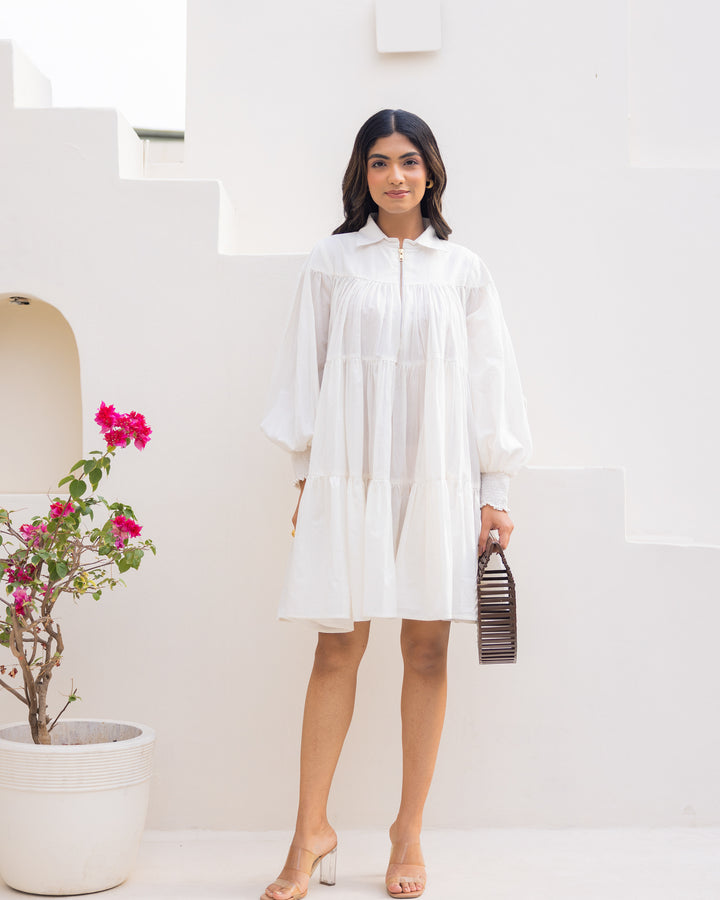 Off-White Tiered Shirt Dress