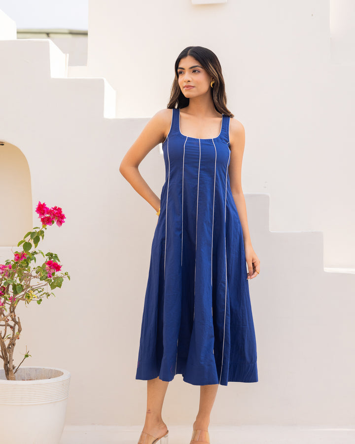 Blue Stripe Midi Dress