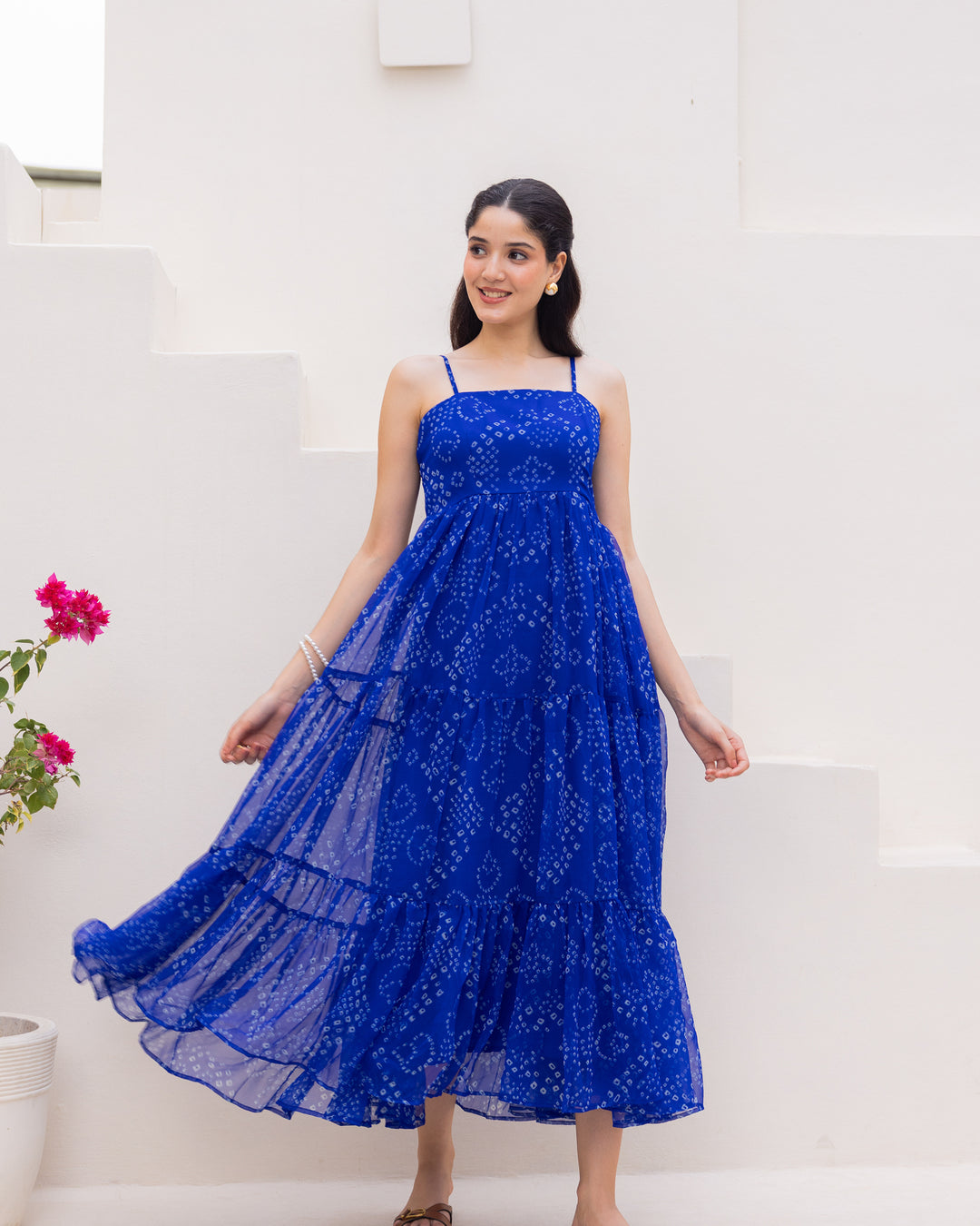 Blue Chiffon Strappy Dress