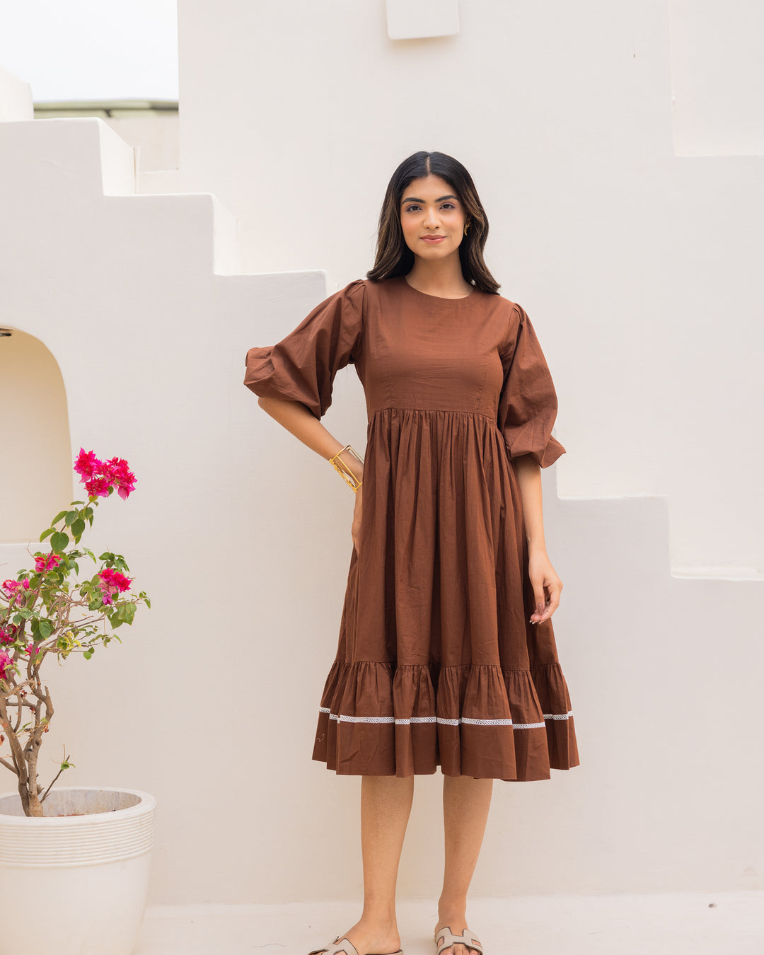 Brown Pure Cotton Dress