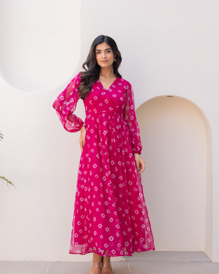 Pink Bandhani Dress