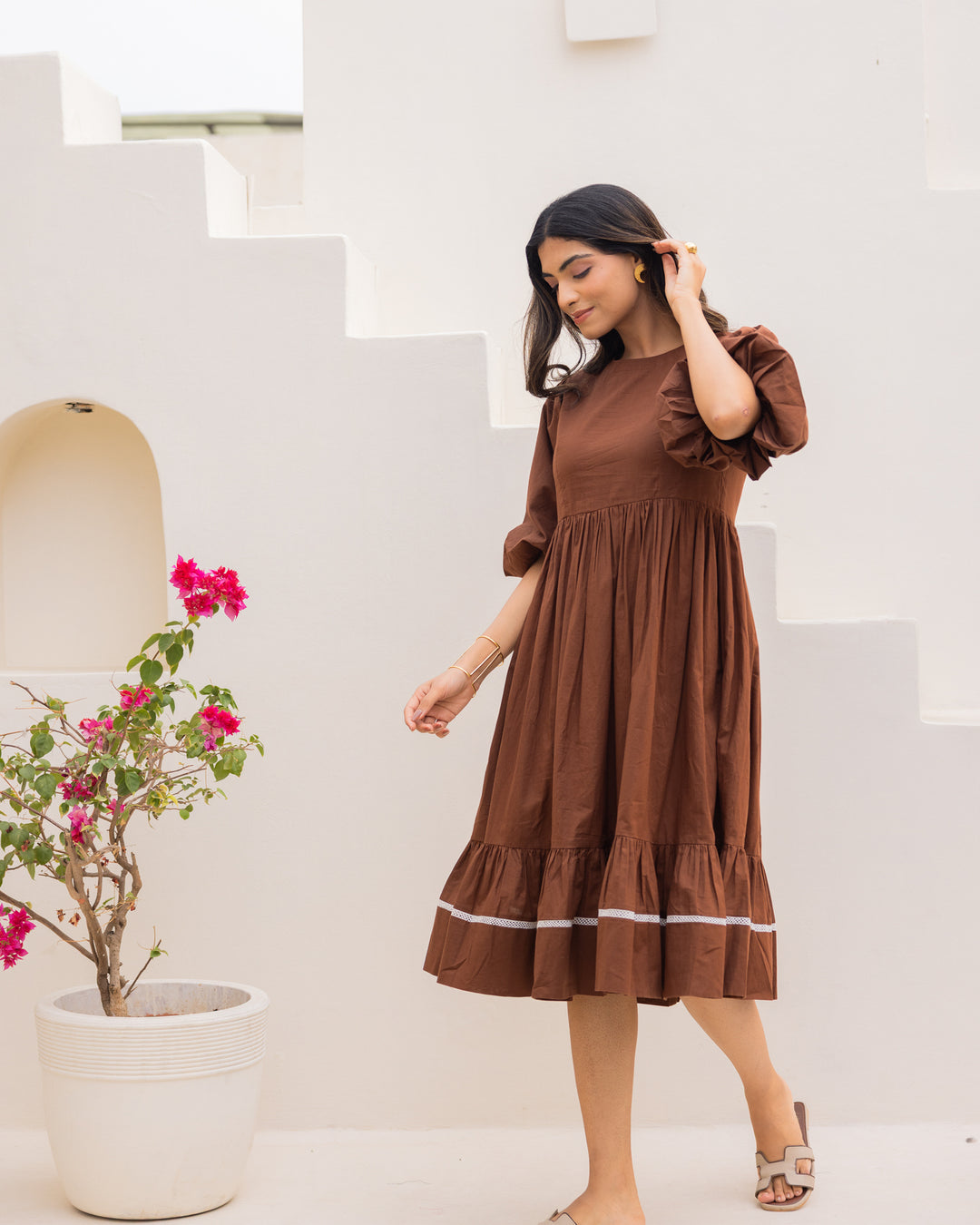 Brown Pure Cotton Dress