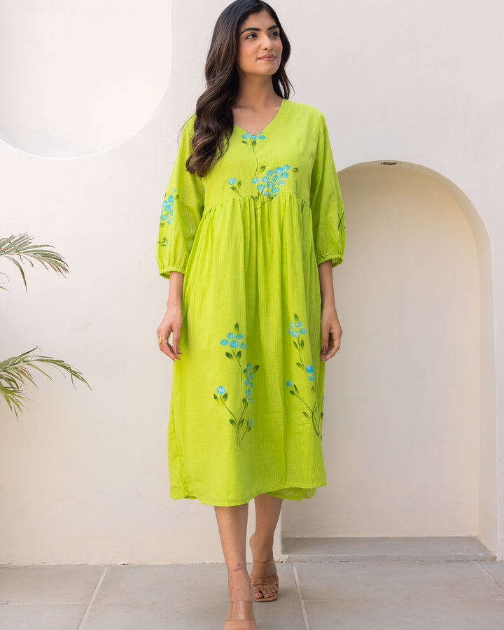 Green Kota Floral Dress