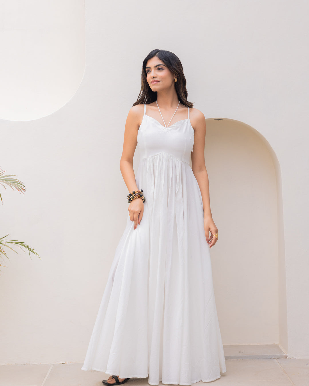 Off-white Strappy Maxi Dress