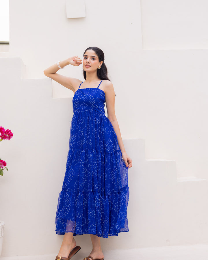 Blue Chiffon Strappy Dress