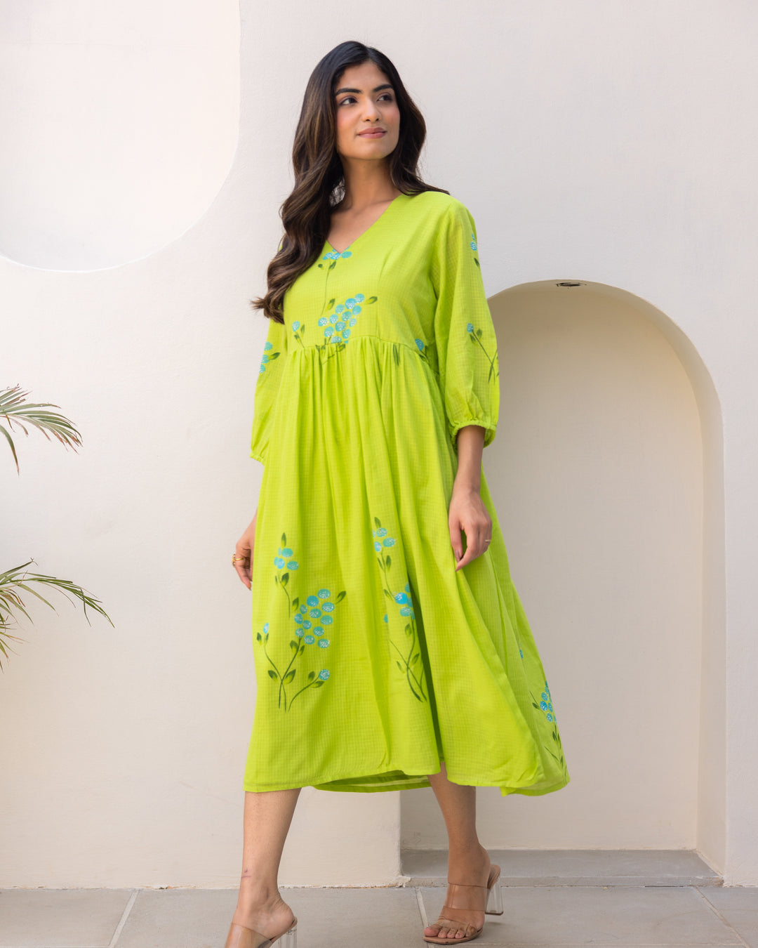 Green Kota Floral Dress