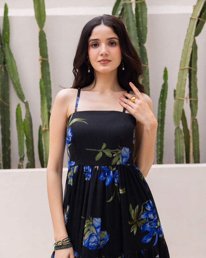 Black Strappy Chiffon Dress