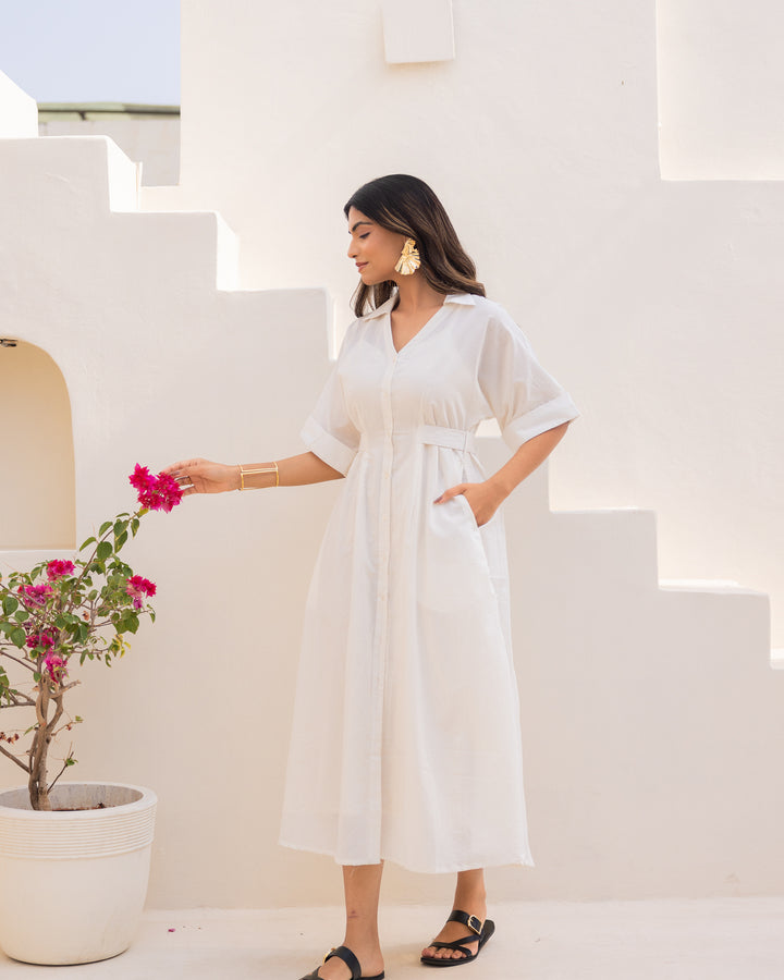 Off-white Maxi Shirt Dress