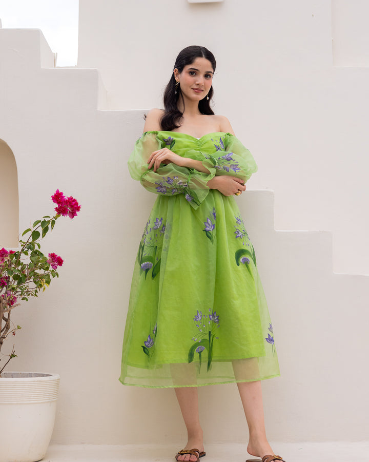 Leaf Organza Floral Dress