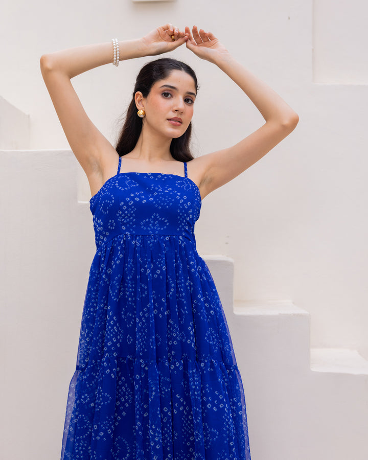 Blue Chiffon Strappy Dress