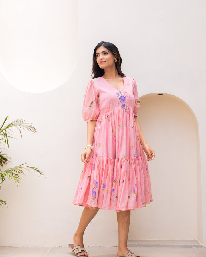 Pink Floral Kota Dress