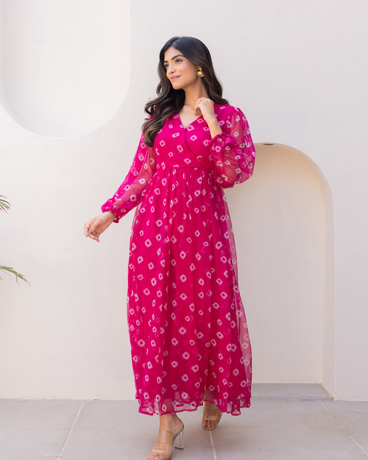 Pink Bandhani Dress