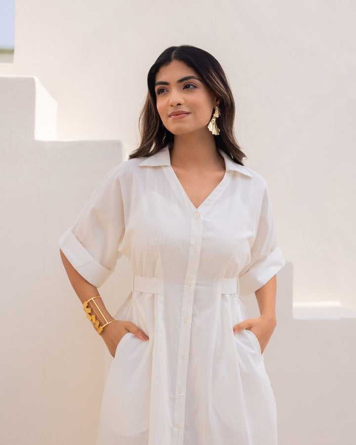 Off-white Maxi Shirt Dress