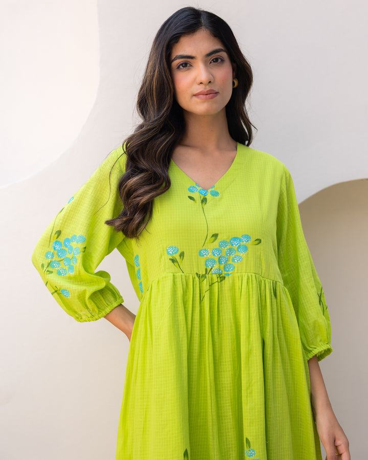 Green Kota Floral Dress