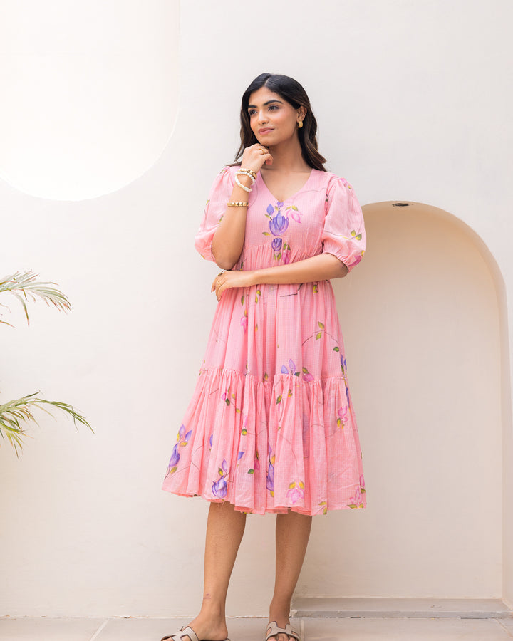 Pink Floral Kota Dress
