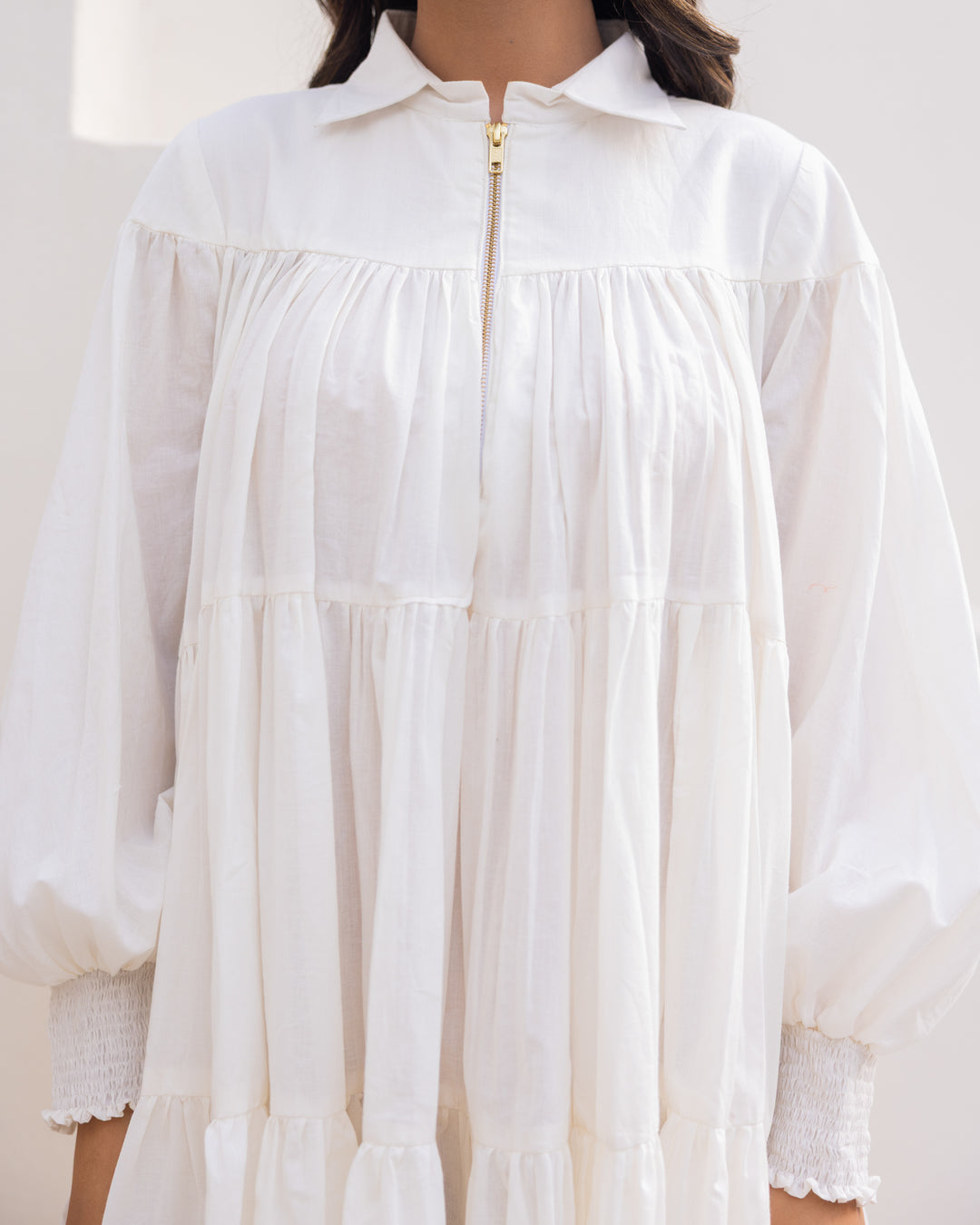 Off-White Tiered Shirt Dress