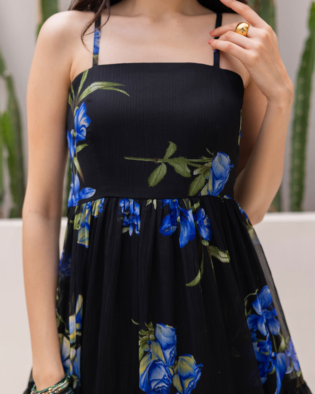 Black Strappy Chiffon Dress