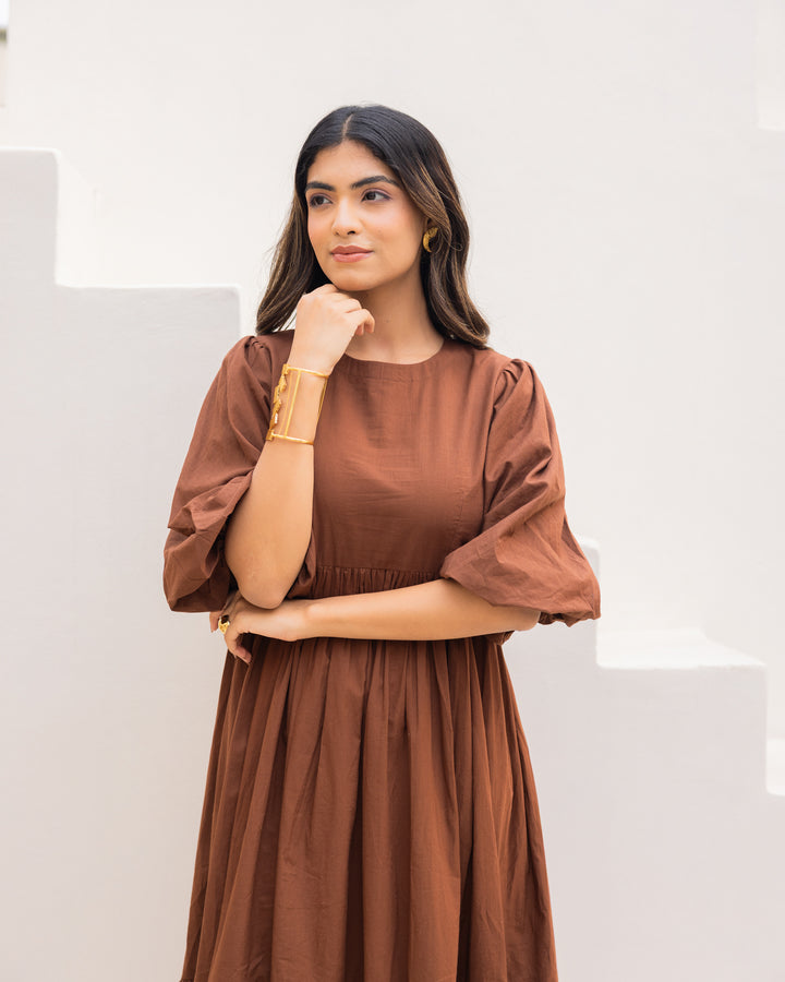 Brown Pure Cotton Dress