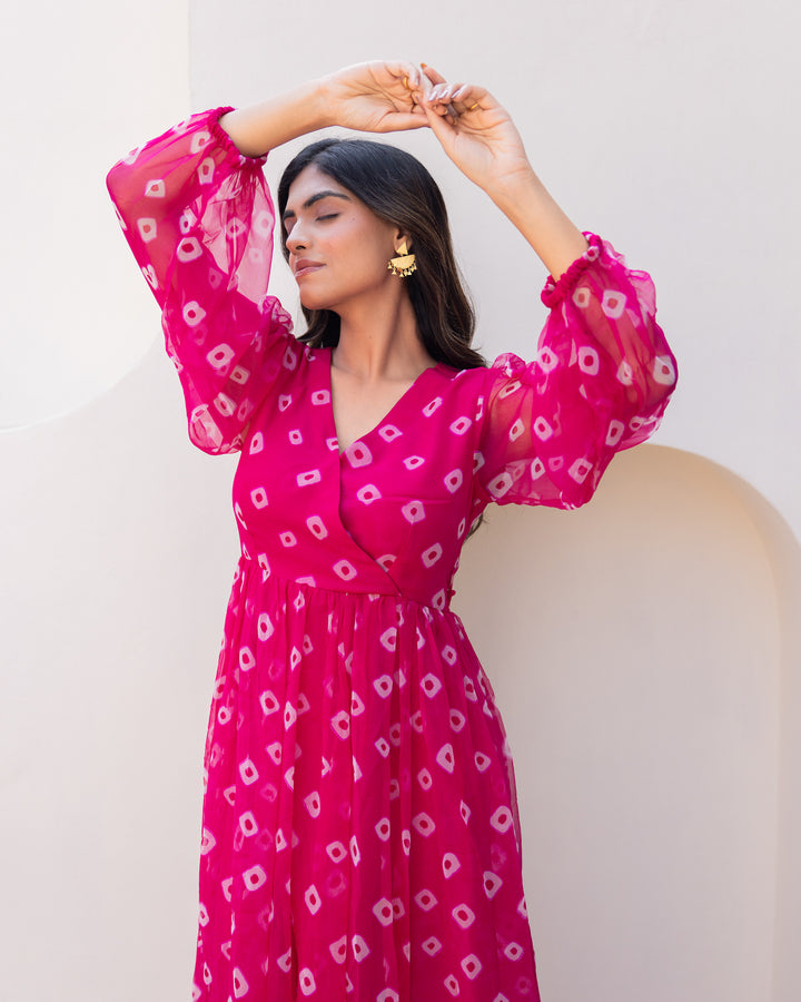 Pink Bandhani Dress