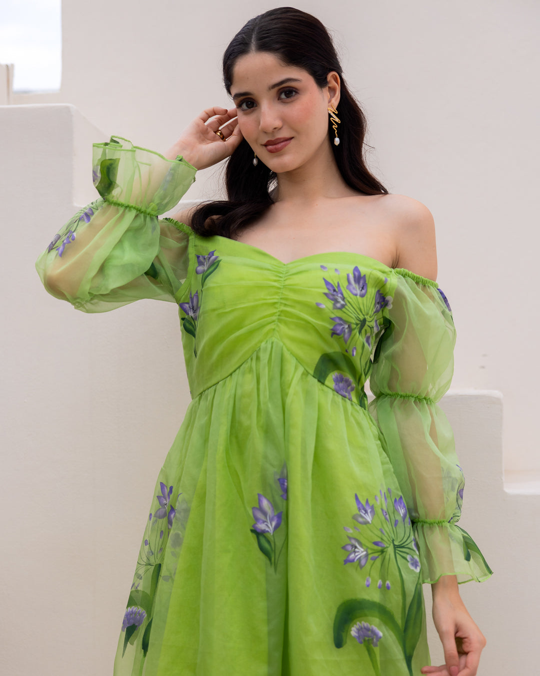 Leaf Organza Floral Dress