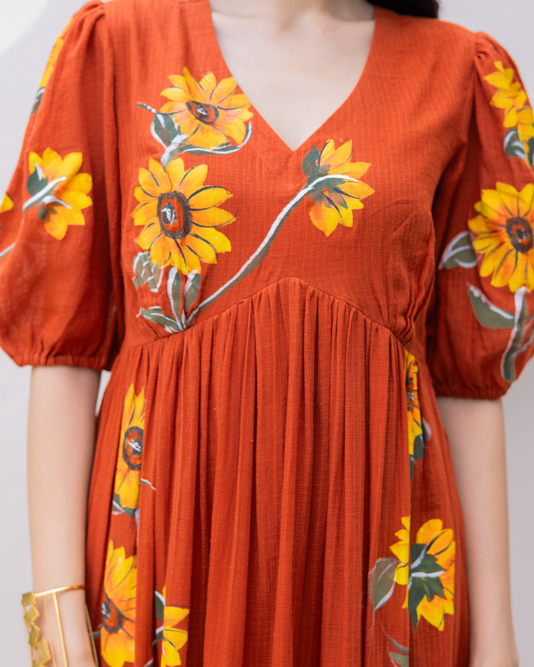 Brown Floral Kota Dress
