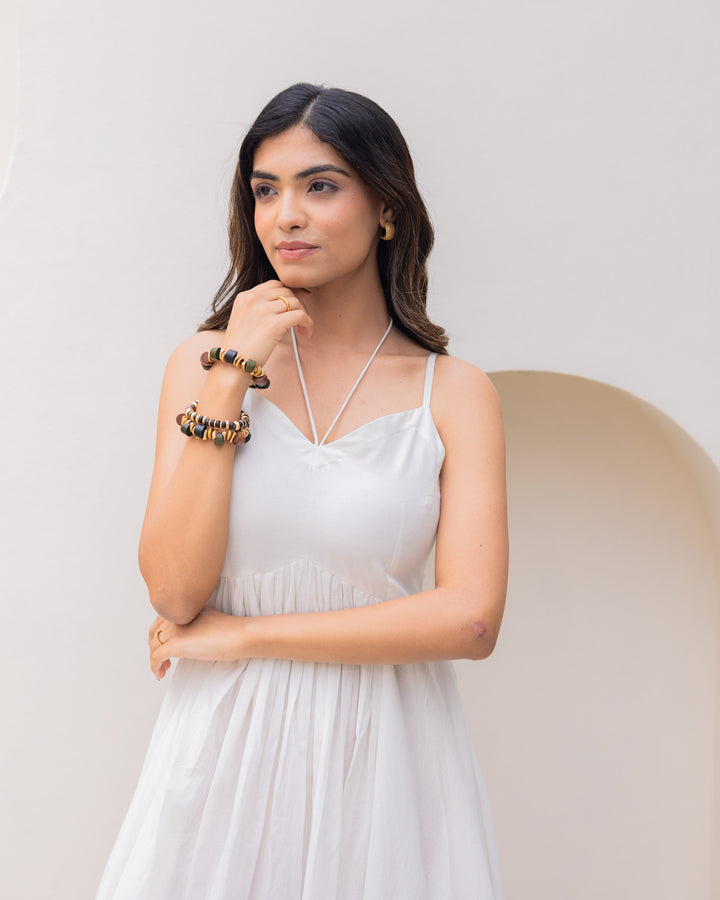 Off-white Strappy Maxi Dress