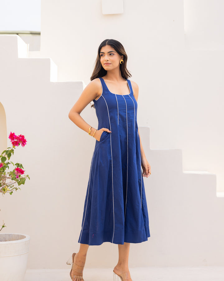 Blue Stripe Midi Dress