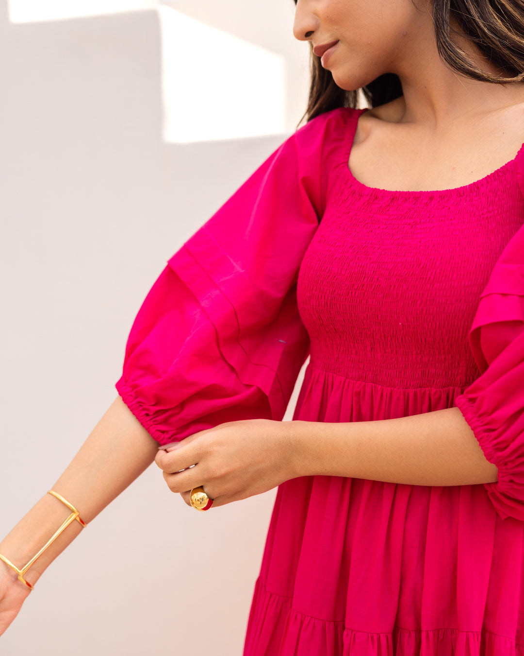 Hot Pink Tiered Dress