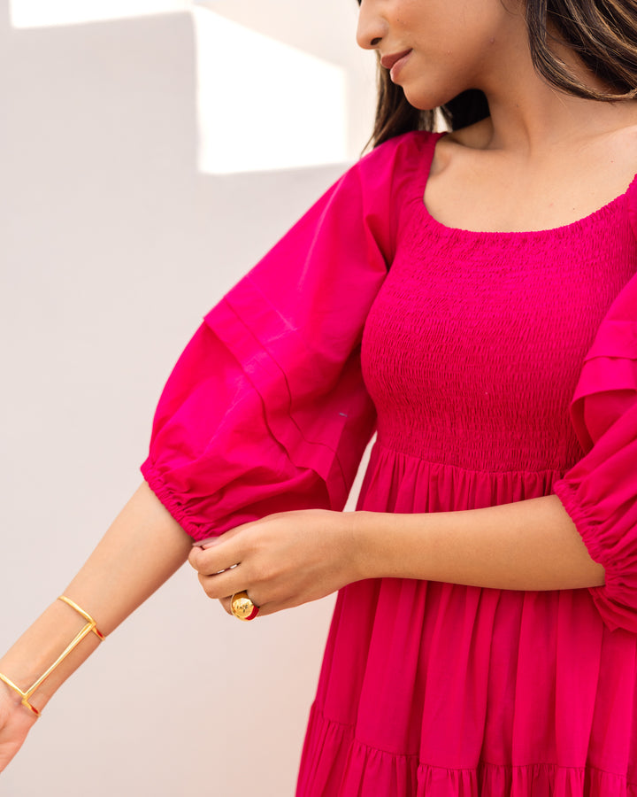 Hot Pink Tiered Dress