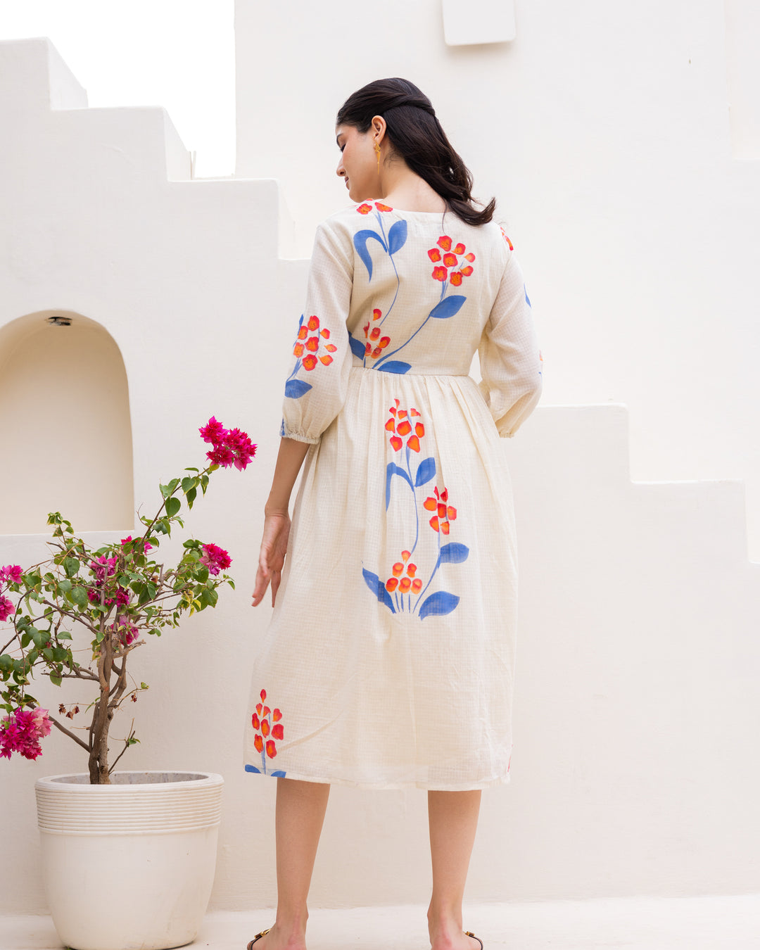 Off-White Floral Kota Dress