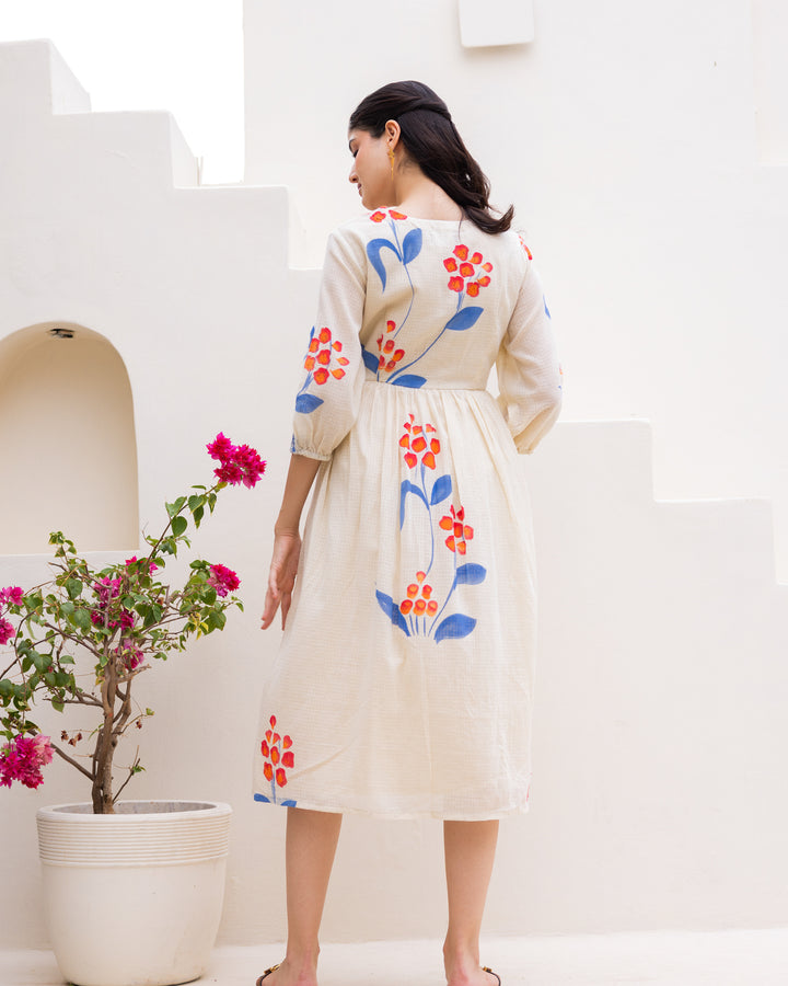 Off-White Floral Kota Dress