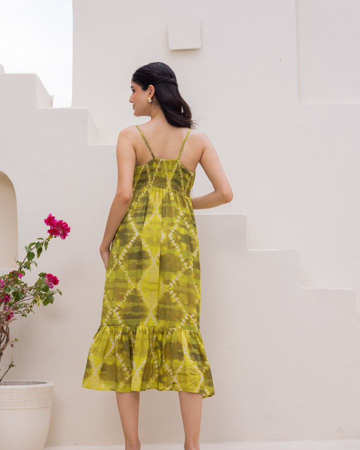 Green Tie Dye Tiered dress