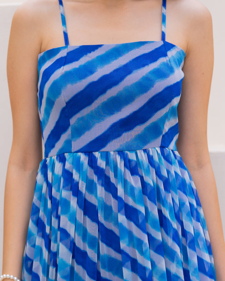 Blue Lahariya Chiffon Dress
