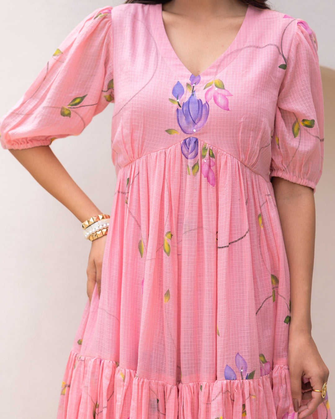 Pink Floral Kota Dress