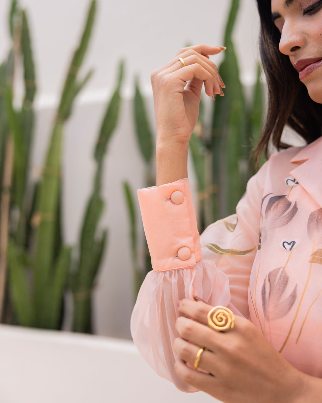 Peach Organza Floral Dress