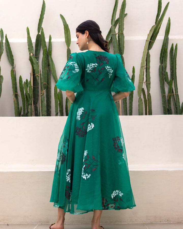 Green Organza Floral Dress