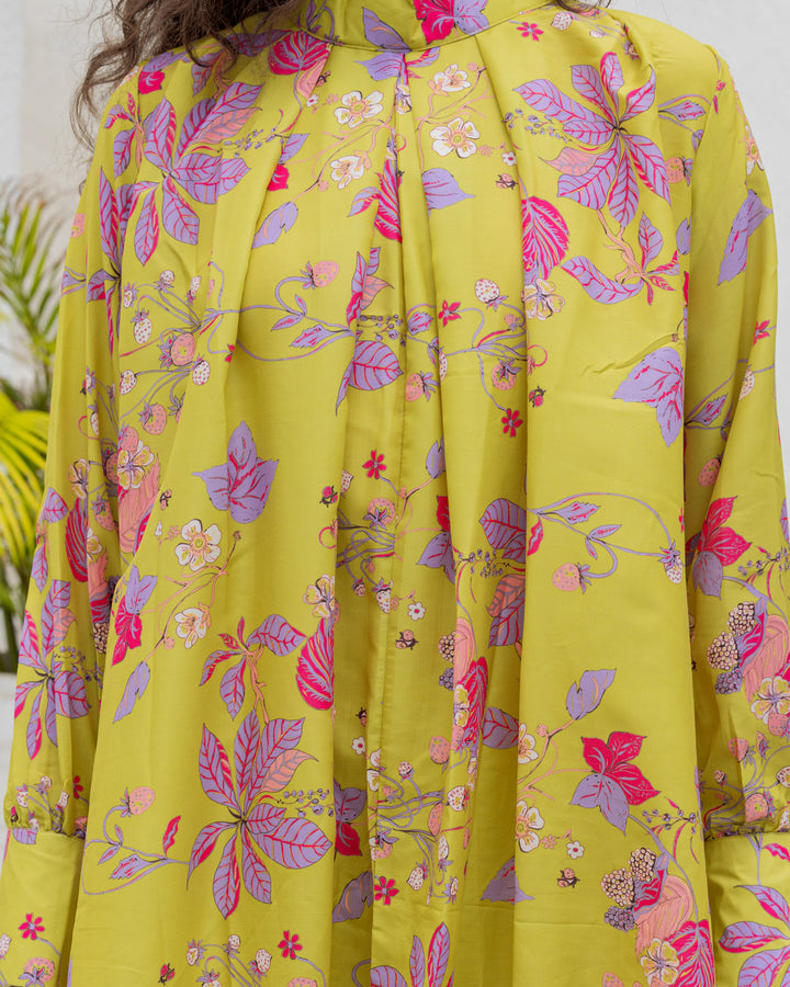 Lime Floral Printed Kurta set
