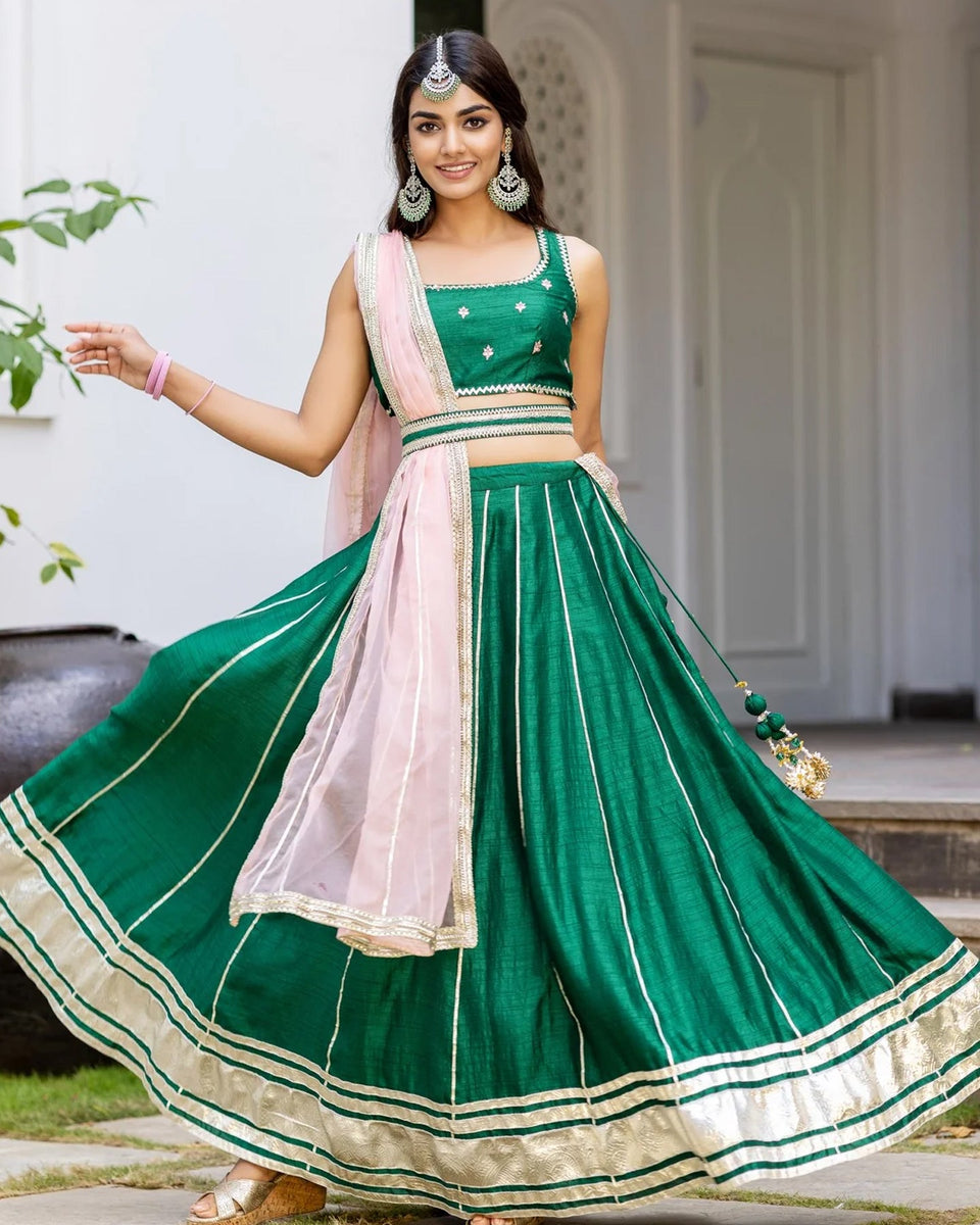 Green lehenga outlet dress