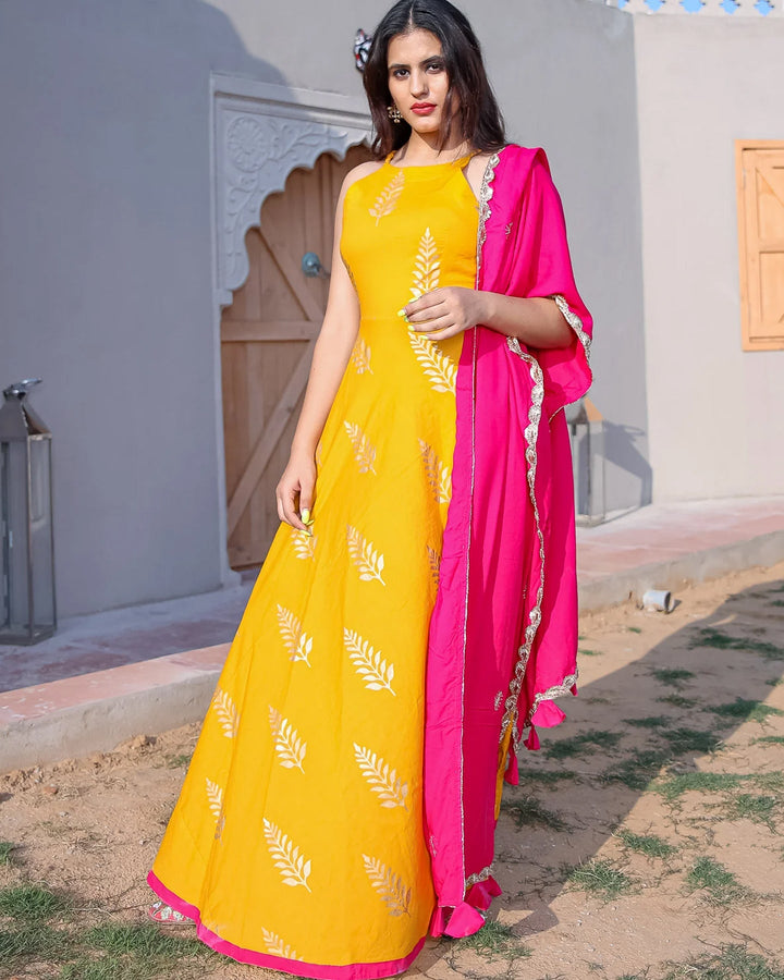 Mango Gold Foil With Duptta