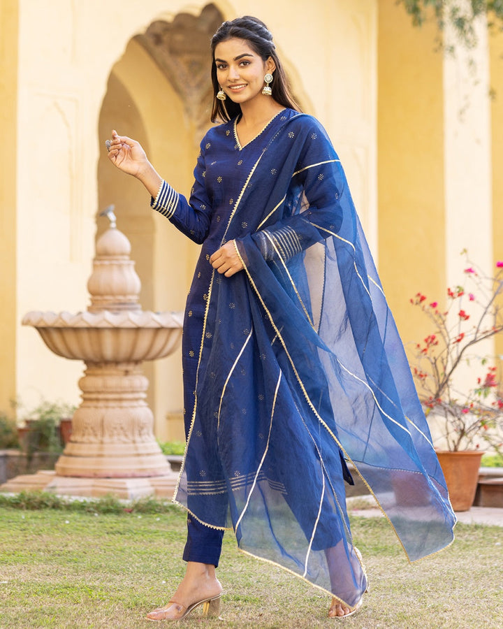 KYRA CHANDERI SUIT SET