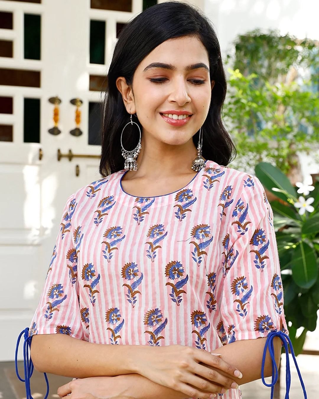 Pink Floral Print Kurta Set