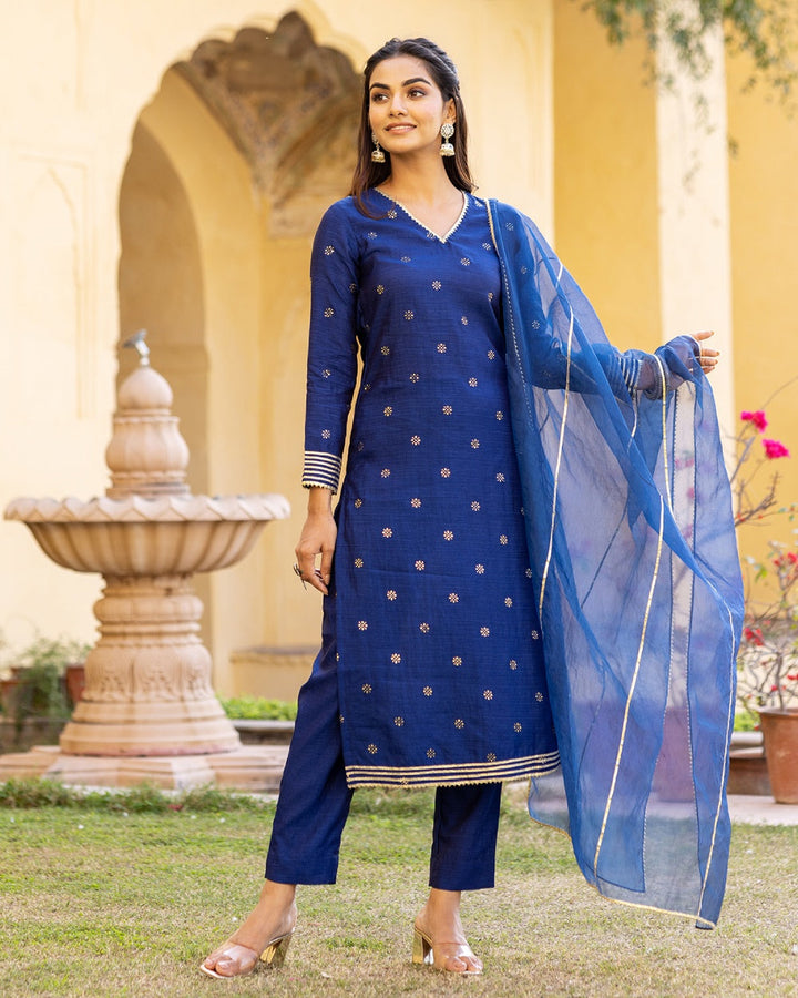 KYRA CHANDERI SUIT SET