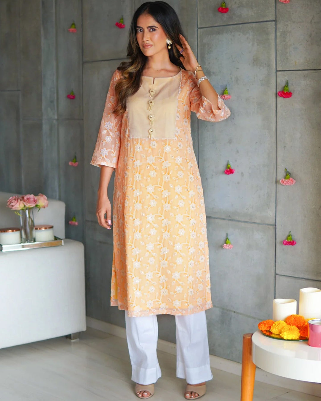 Yellow Floral Kurta Set