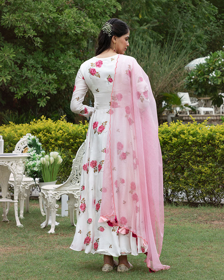 White Floral Aangrakha